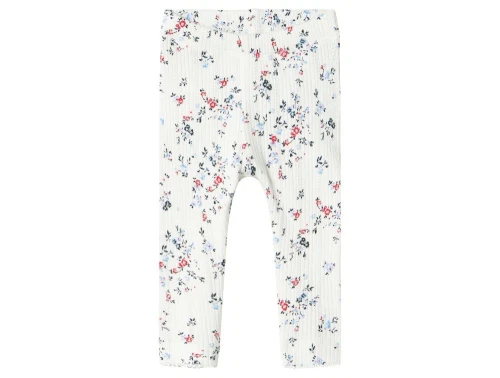 Hvide leggings med blåt og rødt blomsterprint fra Name it 13241125 cloud dancer